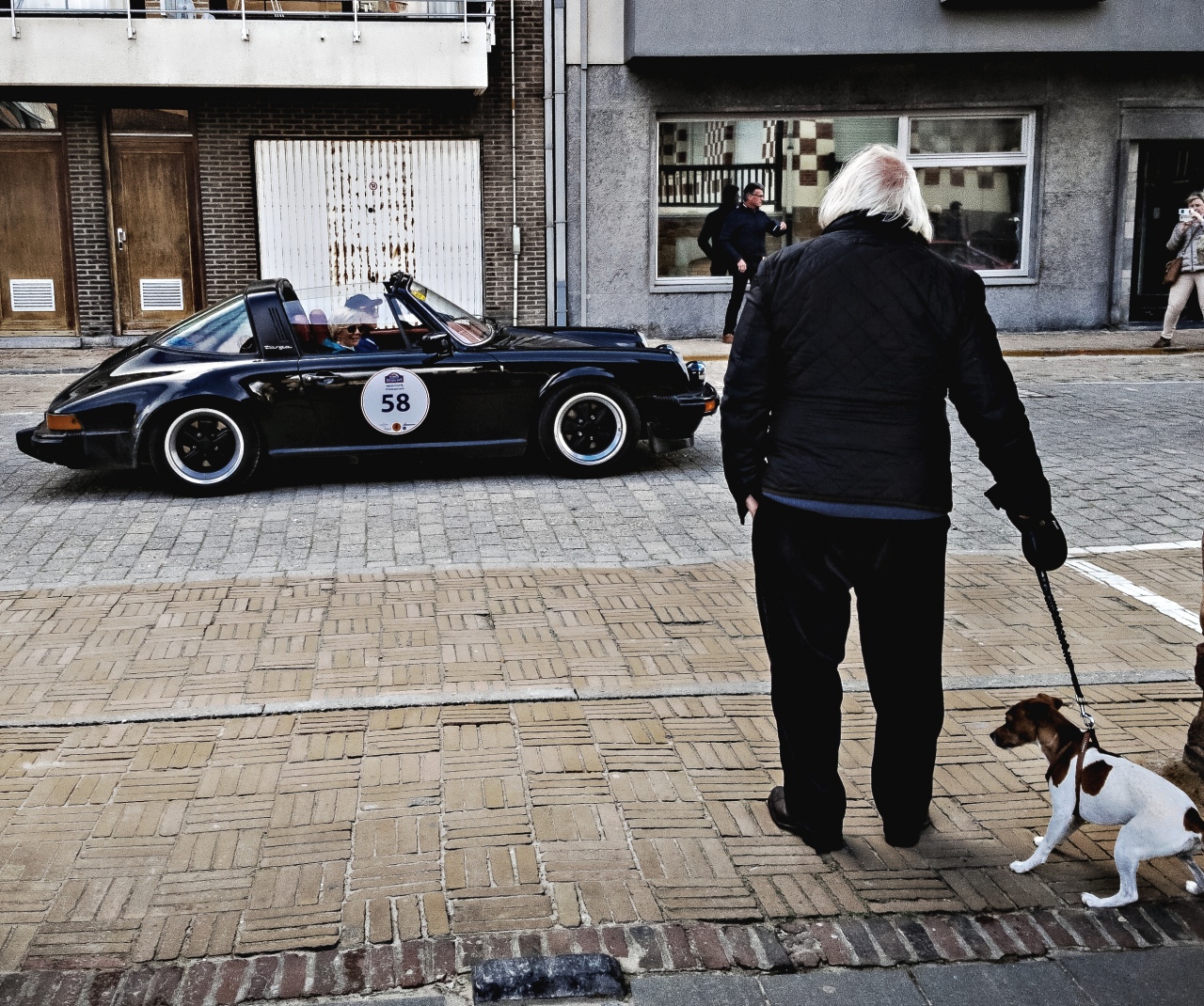 Porsche Carrera 3.0 targa et le chien